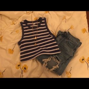 Blue & White Striped Top